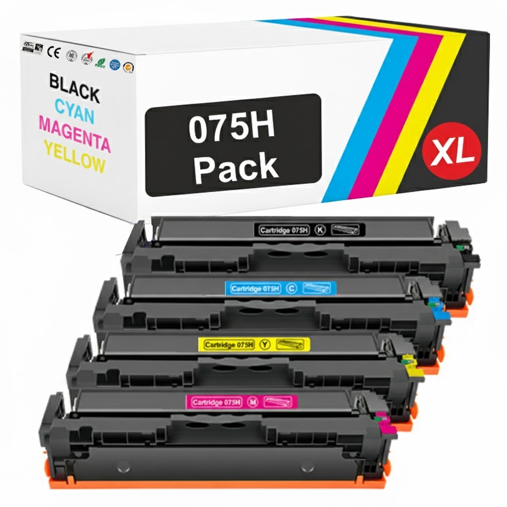 Compatible Canon 075H (Black, Cyan, Magenta, Yellow) Set of 4 High Yield Toners