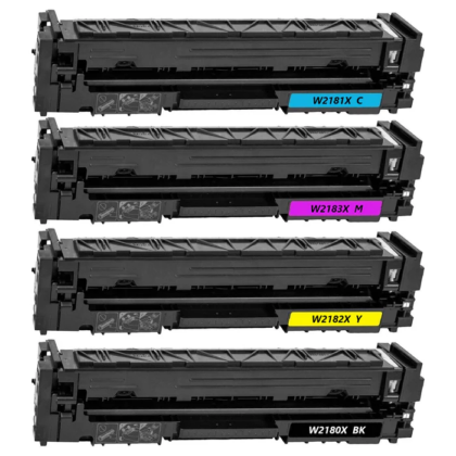 Compatible HP 218X (Black, Cyan, Magenta, Yellow) High Yield Toner Cartridges Set of 4
