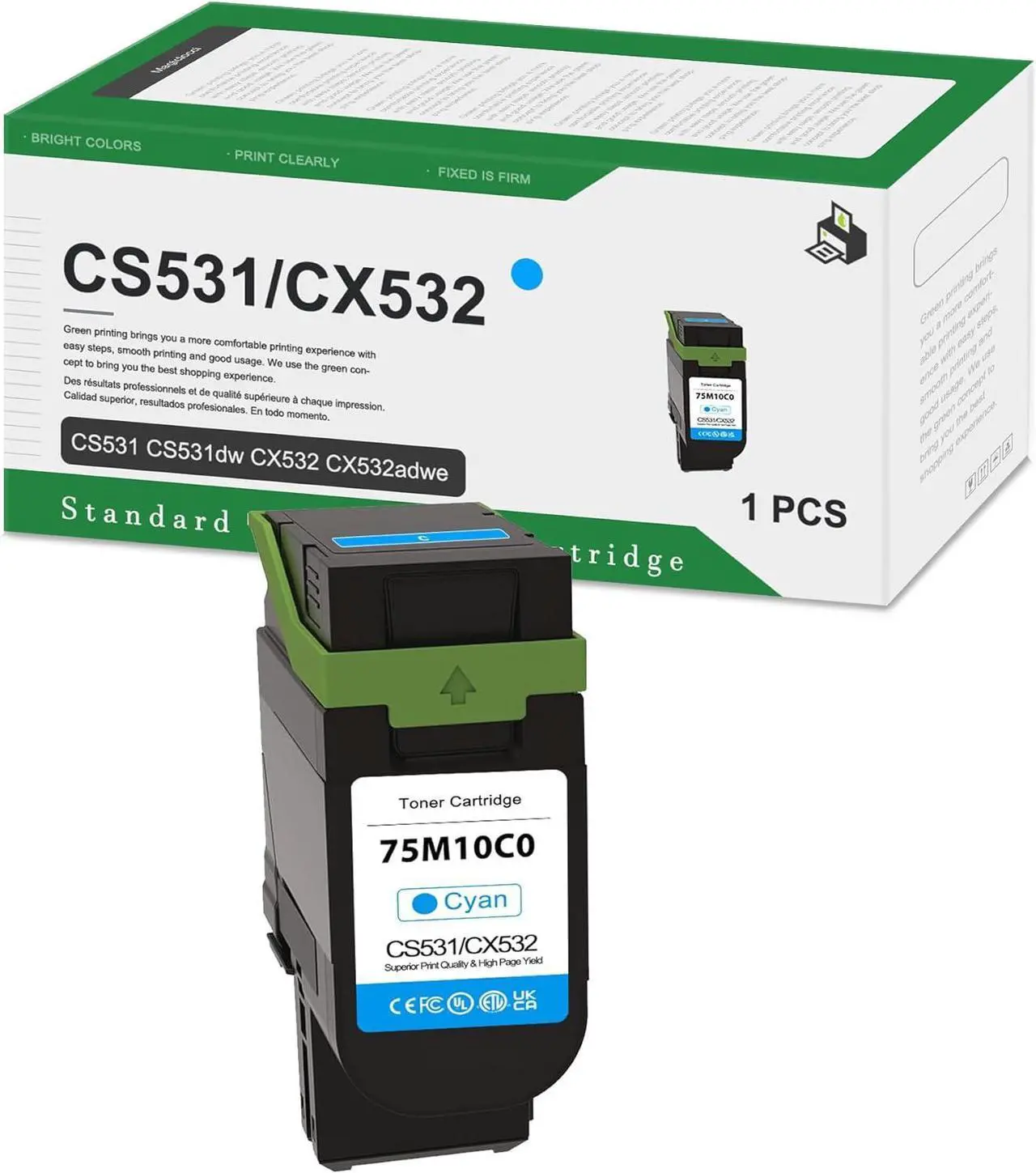 Remanufactured Lexmark 75M10C0 Cyan Toner Cartridge