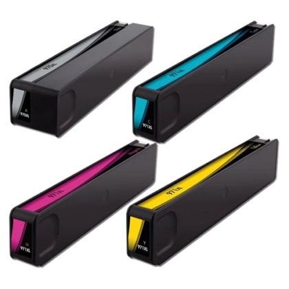 Remanufactured Bulk Set of 4 Ink Cartridges for HP 970XL / 971XL: 1 Each of Black, Cyan, Magenta, Yellow