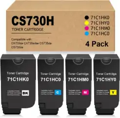 Set of 4 Lexmark Compatible High Yield CS730 Toner Cartridges (Black, Cyan, Magenta, Yellow)