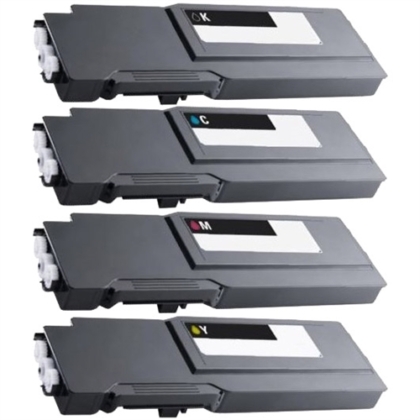 Compatible Set of 4 Extra High-Yield (Black, Cyan, Magenta, Yellow) Toners for the Dell S3840cdn & S3845cdn