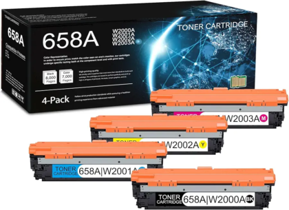 Compatible HP 658A Toner Cartridge 4-Piece Combo Pack