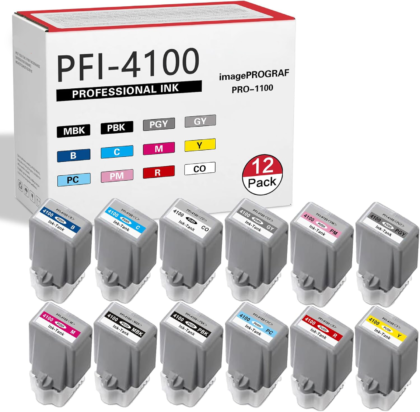 Compatible Canon PFI-4100 Bulk Set of 12 Ink Cartridges
