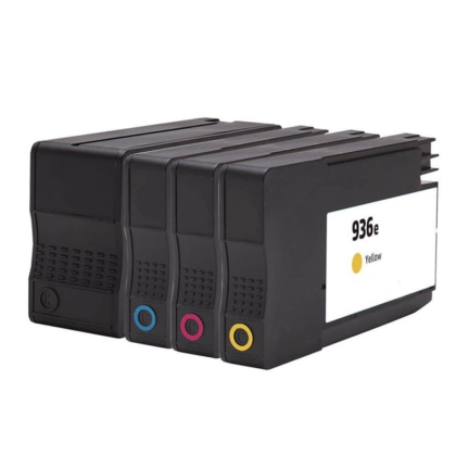 Compatible HP 936 / 936e (XL) 4-Set High Yield Ink Cartridges: 1 each of Black / Cyan / Magenta / Yellow