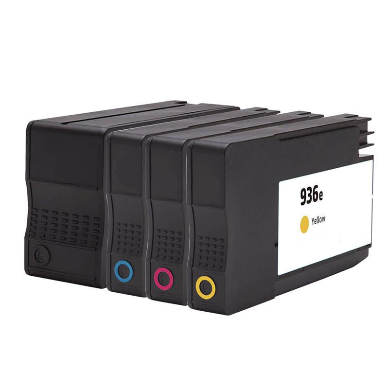 Compatible HP 936 / 936e (XL) 4-Set High Yield Ink Cartridges: 1 each of Black / Cyan / Magenta / Yellow