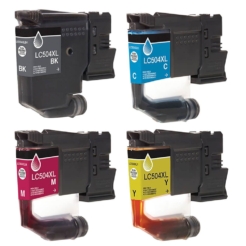 Compatible Bulk Set of 4 Ink Cartridges for Brother LC504XL: 1 Each of Black, Cyan, Magenta, Yellow